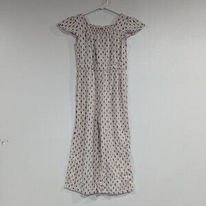Old Navy Linen Blend Smocked Jumpsuit Romper Cream Navy Blue Size Small Size 6